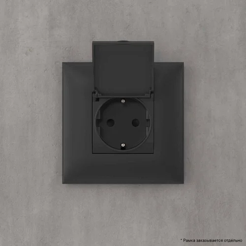 Розетка 1-м СП 2мод. Avanti "Черный матовый" 16А 2P+E защ. шторки с крышкой механизм черн. DKC 44120